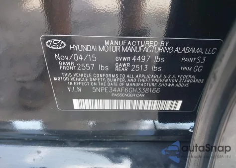 2016 Hyundai Sonata Sport из США, поврежденный, VIN 5NPE34AF6GH338166